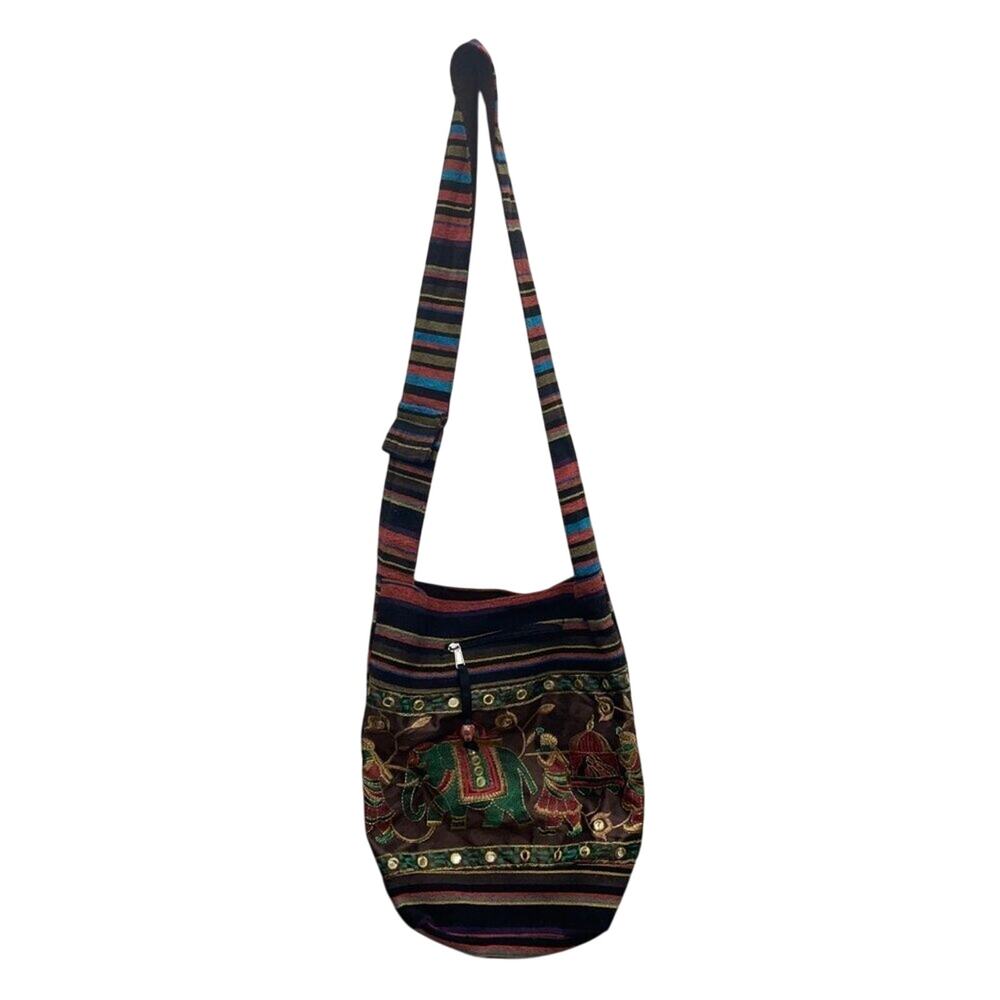 Tribe Azure Boho Elephant Print Crossbody Bag